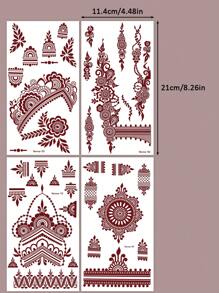 4PCS Disposable Temporary Tattoo Stickers Fake Tattoo For Women Hand Tattoo Diy Body Art Decals