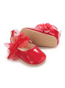 Bow Decor Soft Sole Anti-Slip Princess Infant Girl Toddler Shoes, Spring & Autumn - Red - View 6