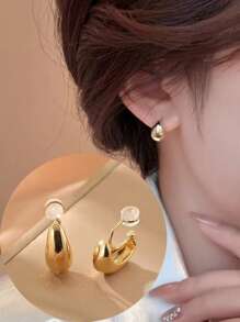 1pair Silver-Color Clip-On Earrings For Women, Fashionable High-End Design And Simple Style Mosquito Coil Plate Without Ear Hole, European And American Style Birthday Gift - Silver - View 10
