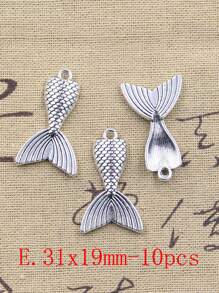 Charms Ocean Mermaid Sea Fish Tail DIY Silver Color Pendants - Antique Silver - View 8