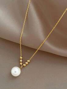 1 Pc Elegant Faux Pearl Decor Necklace - Imitation Pearl Necklace - View 8