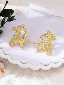 1 Pair Fashionable, Elegant & Delicate Starfish Shaped Earrings - Seahorse - View 4