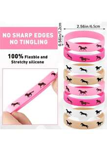 4/8/12pcs Cowboy Party Horse Rubber Bracelets Silicone Horse Race Wristbands Western Themed Horse Party Favors Decoration