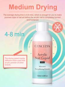 coscelia 30/60/120ML Acrylic Nail Liquid Acrylic Liquid Monomer System (1.0/2.0/4.05 Fl.Oz) For Acrylic Powders Quick Drying And Non-Yellowing For Nail Lovers Beginners Acrylic Nails Extension & Carving Salon And DIY Home Use(120ML Acrylic Liquid Will Be Shipped Randomly)