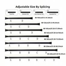 CTSZOOM 1 pieza Barra de cortina retráctil de primavera negra para divisor de habitación, cortina de ducha del baño, sin necesidad de perforar, longitud ajustable, fácil instalación para baño, ventanas, caravana, sala de estar, dormitorio, armario, balcón, barra de extensión de múltiples tamaños Decoración de otoño para el hogar Accesorios de baño Regreso a la escuela