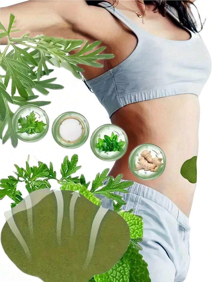 50片天然艾灸脐贴，艾灸腹部贴，蕴含植物精华，温和不刺激，日常身体护理贴，调理脾胃，祛湿