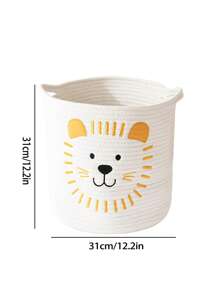 1個兒童收納籃 編織繩收納桶 可愛客廳臥室幼兒園收納籃 附長頸鹿/大象/獅子刺繡裝飾 遊戲室收納整理盒 - 彩色 - 查看 9