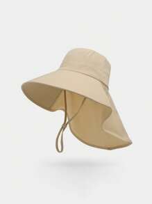 1pc Summer Sun Hat Wide Brim UV Protection Unisex Bucket Hat With Neck Flap For Men & Women Outdoor Hiking Fishing Boonie Hats (Due To Different Production Batches, The Style Of The Adjustment Buckle Is Not Fixed And Will Be Shipped Randomly.) - C - View 6
