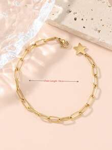 1 chiếc vòng tay thép titan hình ngôi sao tối giản kiểu Hàn Quốc dành cho nữ, phụ kiện thanh lịch thiết kế độc đáo. - Vòng tay hình ngôi sao - Xem 3