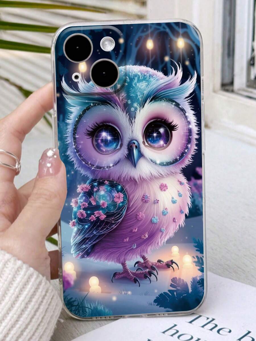 1pc Detailed Owl Painting Thick Shockproof Protective Phone Case, Compatible With IPhone 16/16 Pro/16 Plus/16 Pro Max, IPhone 15 Pro Max, IPhone 13, IPhone P13, IPhone P14, IPhone P11, IPhone XS/XR/7/8/P/8 Plus, Galaxy, Redmi - Multicolor - View 1