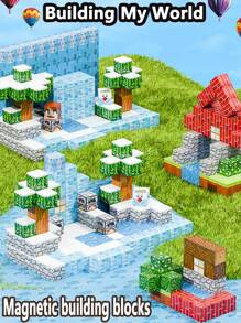 60pcs/75pcs/110pcs/144pcsMagnetic Building Blocks Set - Magworld Mine Simulation Construction Kit, Educational STEM Desert Landscape Toy With ABS Material, Multicolor Magnet Tile Crafts For Ages 3-6, Perfect For Christmas, Halloween, Birthday Gifts(Random Color Shipping )