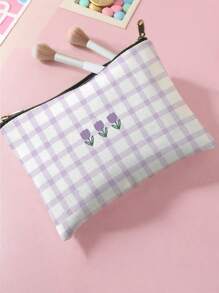 1pc Purple Flower, Kitten, Letter Print Toiletry Bag, Travel Bag For Beach, Swimming Pool, Swimwear, Travel Storage Bag, Cosmetic Bag, Makeup Bag, Vacation Organizer, Large Capacity Toiletry Bag For Lipstick, Brushes, Skincare Products, Cell Phone, Coins, Small Items, Multi-Functional Use For Home, Gift, Vacation And Holiday, Ideal For Teens, Makeup Pouch, Back To School Supplies, Cosmetic & Toiletry Storage, School Supplies, Storage Pouch, Room Essentials - Multicolor - View 13