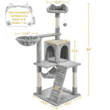 Cat Tree Tower Kitten Condo Scratching Post With Hammock Tunnel 54″/34″