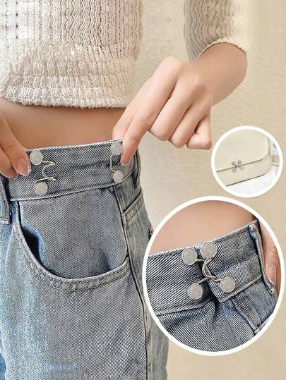 1/2/4pcs Round Waist Tightener Buckle Pants Pins For Jeans, Skirts, Pants, Collar Buttons Brooch Pins For Women And Men, High Quality Metal, Durable, No Tools Instant Pants Adjustable Button Pins, Metal Anti-Walking Light Brooch, Fashion And Detachable Pants Clip, Travel Essential, Bag Accessories For Girl, Student And Gift For Mom