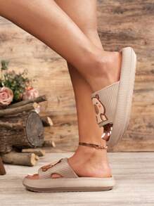 Women's Cute Cartoon Animal Capybara Pattern Indoor Home Comfortable Non-Slip Soft Bottom Open-Toe Slippers - Khaki - View 4