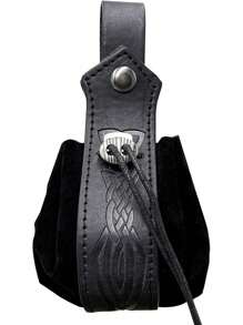 Leather Drawstring Pouch Nordic Embossed Belt Bag Vintage Renaissance Waist Bag Leather Drawstring Change Purse Medieval Belt Accessories For Men Women Halloween - A - View 2