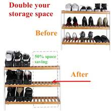20 Pcs Shoe Slots, Adjustable Double Shoe Racks, Space-Saving Shoe Stacker/Shoe Holder For All Shoe Styles Storage Closet Organizer - Black - View 4