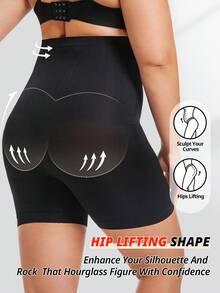 FLARIXA Plus Size Women Seamless Postpartum High Waist Waist Trainer Shorts Girdle Shapewear Hook-And-Eyes Closure Body Shaper Panties Waist Cincher Thighs Control Postpartum Recovery Underwear - Black - View 6