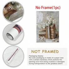 1 件春季花卉印花柔软 Cottagecore 可打印墙壁艺术轻学院春季装饰书堆画精致花卉墙壁艺术、极简主义花卉植物家居墙壁艺术、礼物、有趣和创意的家居墙壁装饰、卧室、客厅、厨房、浴室、咖啡厅、宿舍墙壁艺术帆布海报