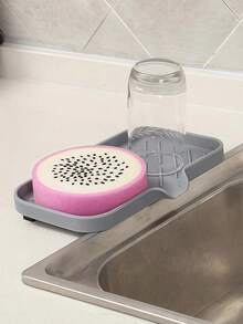 2 Stück Spülschwamm Seifenhalter mit Abtropfschale, Abtropfschale für Seife, hält den Platz trocken, einfach zu reinigende Seifenbehälter, geeignet für Küche, Badezimmer, Behälter