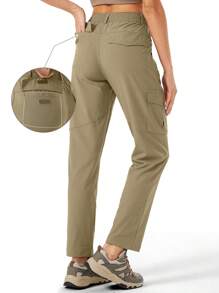 Women's Quick Dry Hiking Cargo Pants Water Resistant UPF 50+ With Zipper Pockets For Travel, Camping & Work - Xanh lá cây rụng lá - Xem 2