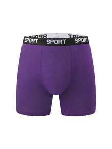 12 Pieces Of Men's Underpants, SPORT Letter Waistband, Solid Color Extended Leg Underwear, Suitable For All Seasons, Youth Sports Sweat Absorbing Shorts, Casual, Soft, Comfortable, Breathable Men's Boxer Underwear Suitable For Everyone's Daily Wear - Multicolor - View 6