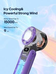 kinscoter 1 Peça Ventilador de Mão Pequeno Portátil e Recarregável de 3600mAh, Refrigerador de Ar para Camping e Viagens, 100 Velocidades do Vento Ajustáveis, Mini Ventilador Pessoal de Refrigeração Portátil