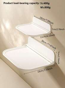 1pc Foldable Wall Mounted Storage Rack, Bathroom Shower Shelf Hanging Organizer - White - View 6