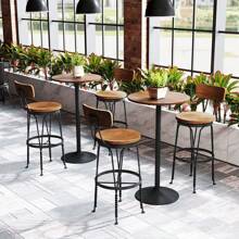 Round Top Pub And Bar Table Standing Bistro Table With MDF Top & Black Leg - Brown - View 3