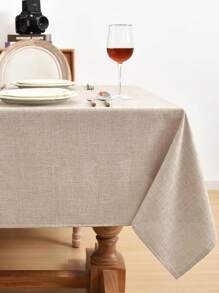 1pc Solid Color Linen Tablecloth For Dining Room, Square/Round Table Decoration, Suitable For Wedding, Home Decor, Outdoor, Birthday Party