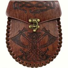 4 pièces/set Costume de guerrier viking en PU décontracté, comprend la tenue viking, le sac de taille, style renaissance, synthétique