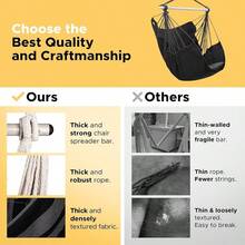 Hammock Chair Swing (500 Lbs Max) - Hanging Hammock Chair Rope Swing Indoor Hammock Chair,Outdoor Furniture,Swing Chair For Room,Amaca Para Adultos,Hamacas Para Adultos,Columpio Para Patio,Swing Sets Backyard, Patio Furniture Set For Bedroom, Outdoor, Patio, Bedroom, Porch, Deck - Sturdy Steel Bar With Anti-Slip Safety Rings - 灰色 帶2個靠墊 - 查看 3