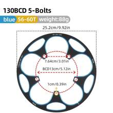 Road Bicycle 130BCD Chainring, Aluminum Alloy Positive & Negative Tooth Chainring 50T/54T/58T, Chain Guard
