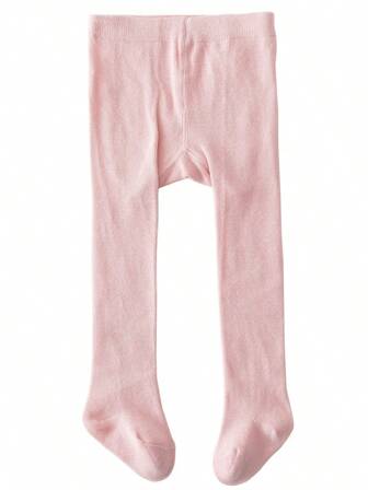 Girls & Babies Cotton Stretchy Skinny Solid Color Leggings, Suitable For Spring & Autumn