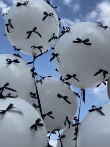 57/112pcs Black And White Bow Balloon Set, With Transparent Bobo Balloon, With Black And White Ribbon And Glue, Essential Decoration Props For Holiday Parties, Suitable For Birthday Parties, Anniversaries, Wedding Scene Decoration, Valentine's Day Gifts, Mother's Day Gifts