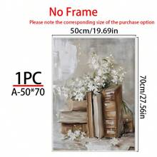 1 件春季花卉印花柔软 Cottagecore 可打印墙壁艺术轻学院春季装饰书堆画精致花卉墙壁艺术、极简主义花卉植物家居墙壁艺术、礼物、有趣和创意的家居墙壁装饰、卧室、客厅、厨房、浴室、咖啡厅、宿舍墙壁艺术帆布海报