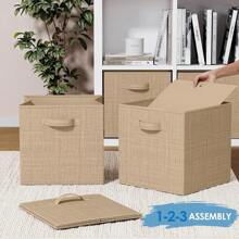 Fabric Storage Cubes For Cube Organizer - 6 Pack Heavy Duty Textured Light Grey Storage Bins - 13 Inch Cube Storage Bin, Use As A Clothes Storage Box, Baskets For Shelves Or Cubbies Storage Bins