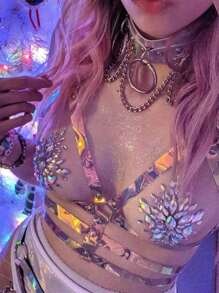 1Pair Lady Crystal Acrylic Nipple Stickers For Nightclub Party