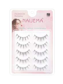 NAIJEMA Manga Lashes 5 Pairs Clear Stem Natural Fake Eyelashes, Eyelash Extension, Curling And Soft, Suitable Cosplay, Daily Makeup, Asian Makeup