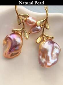 1 par de aretes de perlas barrocas asimétricas de colores multicolor, gota de pendientes con perla natural, adecuados para uso diario y regalos para fiestas