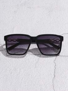 1 buc ochelari de soare pentru femei, cu aspect pătrat și gradient, stil retro, minimalist, versatili pentru exterior, vacanță, călătorii, pentru vacanță de vară la plajă, exterior, ochelari de soare de călătorie, cu lanț, stil elegant, ramă pătrată supradimensionată
