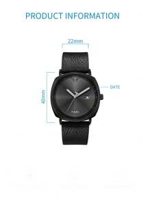 TOMI Teen Boys & Girls Vintage Calendar PU Leather Quartz Wristwatch - Black - View 5