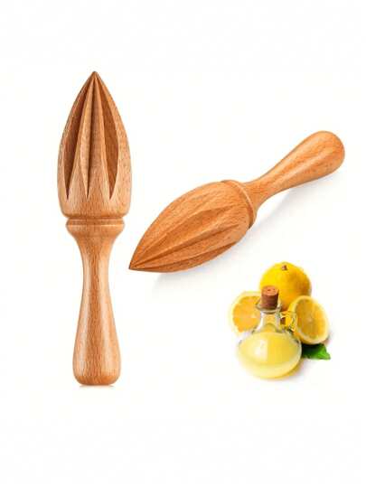1pc/2pcs Natural Lemon Juicer, Wooden Lemon Squeezer, Comfortable Wooden Juicer, Beechwood Hand-Held Citrus Juicer, Lemon Juicer, Citrus Juicer, Kitchen Essential, Apartment Must-Have, Elevate Your Kitchen With This Classic Juicing Tool, College Dorm Necessity, Back To School Supplies
