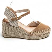 Sandales Compensées Espadrilles Elégantes - Style Bohème Chic - Camel - View 2