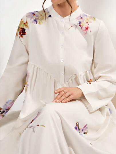 Women's Printed Shirt Collar Maxi Dress - Casual Loose Fit Long Sleeve Button Down Dress For Spring Summer,Dresses Classy Elegant,Fall Clothes For Women