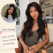 Clip In Hair Extensions Straight V-Shaped Hair Extension One Piece Hair Extensions With 5 Clips For Women Daily Use 16 Inch - Black - View 7