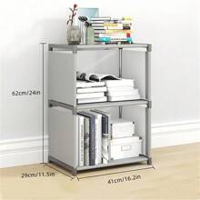Multi-Tier Storage Shelf With Rear Cloth Rack, Easy Assembly Freestanding Bookshelf, Suitable For Bedroom, Student Dormitory - Multicolor - View 2