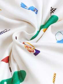 Infant Baby Golf Print White Short Sleeve Romper, Soft Comfortable Fabric, Suitable For Outdoor Sports & Activities