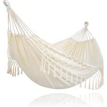 Large Double Hanging Hammock Camping, Hammocks Outside 2 Person Heavy Duty, Dark Gray With Tassels