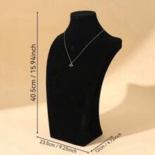 Black Velvet Necklace Display Stand, Mannequin Bust Jewelry Organizer Counter Display Prop, Necklace Holder - Black - View 3